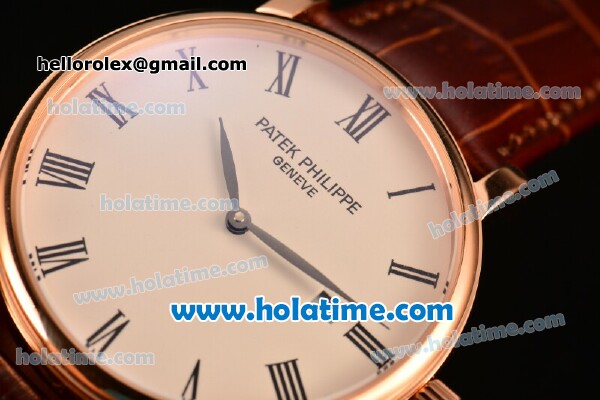 Patek Philippe Calatrava 2813 Automatic Rose Gold Case with Beige Dial and Roman Numeral Markers - Click Image to Close